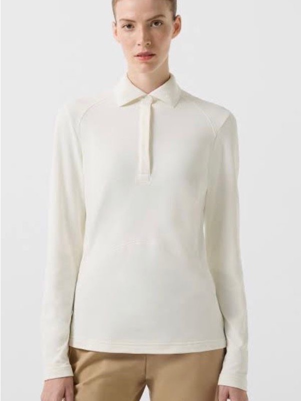 Women's Long-Sleeve Polo Top - Cream
